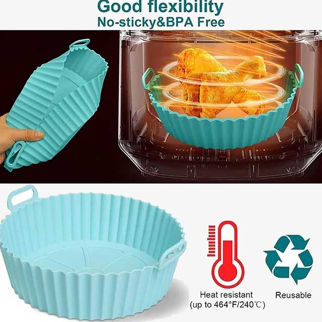 Silicone Tray for Air Fryer with Handle – Non-Stick, Heat-Resistant Cooking Tray for Easy Food Preparation & Cleanup