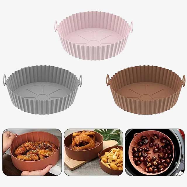 Silicone Tray for Air Fryer with Handle – Non-Stick, Heat-Resistant Cooking Tray for Easy Food Preparation & Cleanup