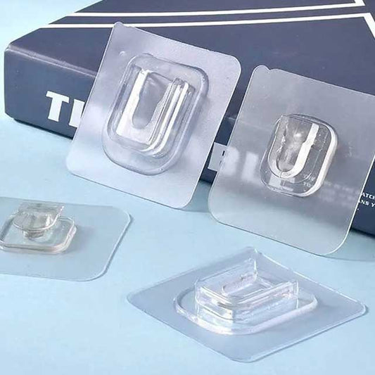 Strong Transparent Double-Sided Adhesive Wall Hooks – Heavy-Duty Suction Cup Wall Hanger for Storage & Organization