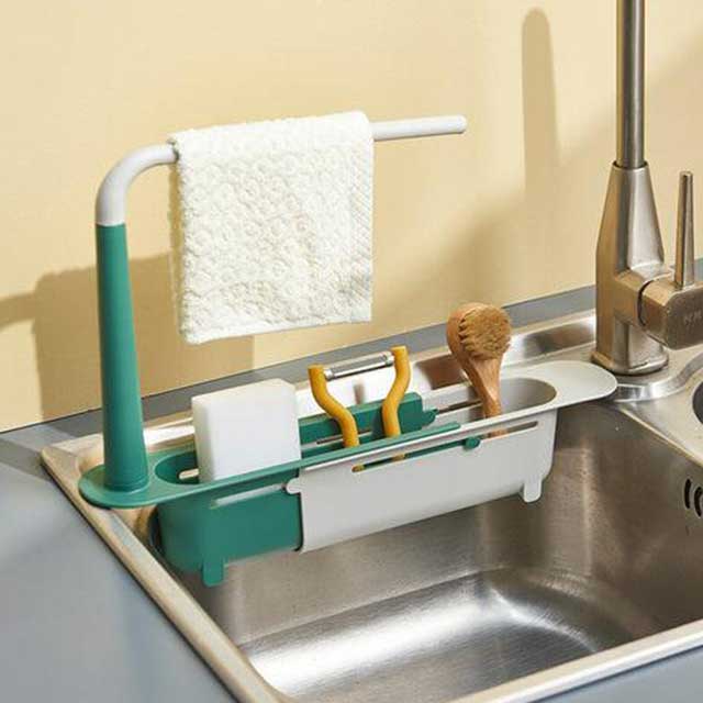 Telescopic Sink Shelf Kitchen Organizer – Adjustable Space-Saving Storage Rack for Countertop