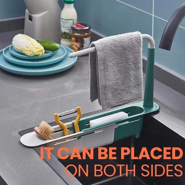 Telescopic Sink Shelf Kitchen Organizer – Adjustable Space-Saving Storage Rack for Countertop