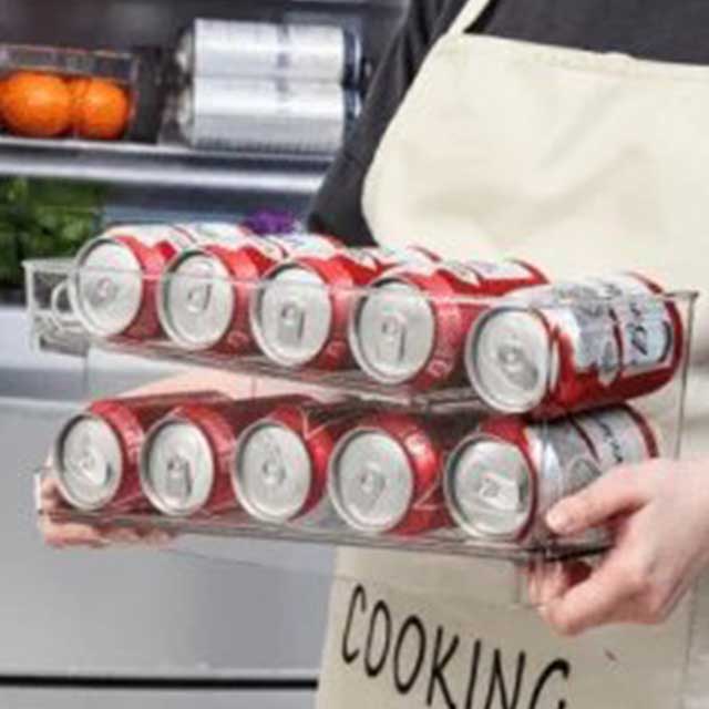 Transparent Rolling Fridge Organizer Storage Box – Clear, Adjustable Storage Solution for Kitchen & Refrigerator