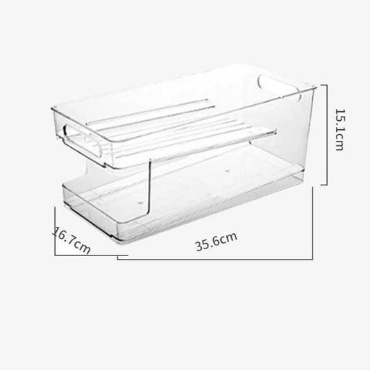 Transparent Rolling Fridge Organizer Storage Box – Clear, Adjustable Storage Solution for Kitchen & Refrigerator