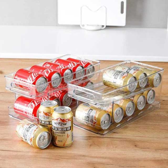 Transparent Rolling Fridge Organizer Storage Box – Clear, Adjustable Storage Solution for Kitchen & Refrigerator