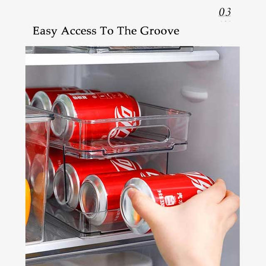 Transparent Rolling Fridge Organizer Storage Box – Clear, Adjustable Storage Solution for Kitchen & Refrigerator