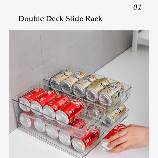 Transparent Rolling Fridge Organizer Storage Box – Clear, Adjustable Storage Solution for Kitchen & Refrigerator
