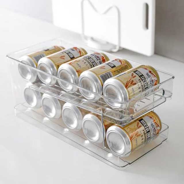 Transparent Rolling Fridge Organizer Storage Box – Clear, Adjustable Storage Solution for Kitchen & Refrigerator