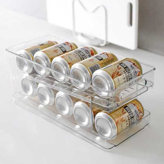 Transparent Rolling Fridge Organizer Storage Box – Clear, Adjustable Storage Solution for Kitchen & Refrigerator