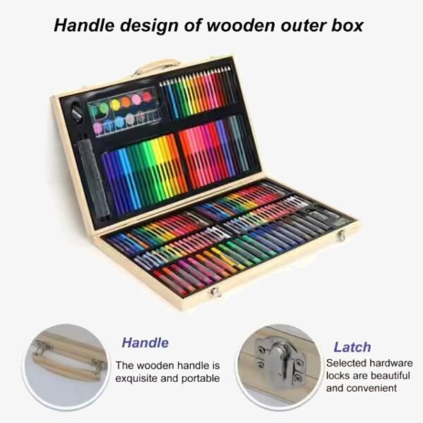 180 Pcs Wooden Box Coloring and Painting Set – Complete Art Kit for Kids & Adults