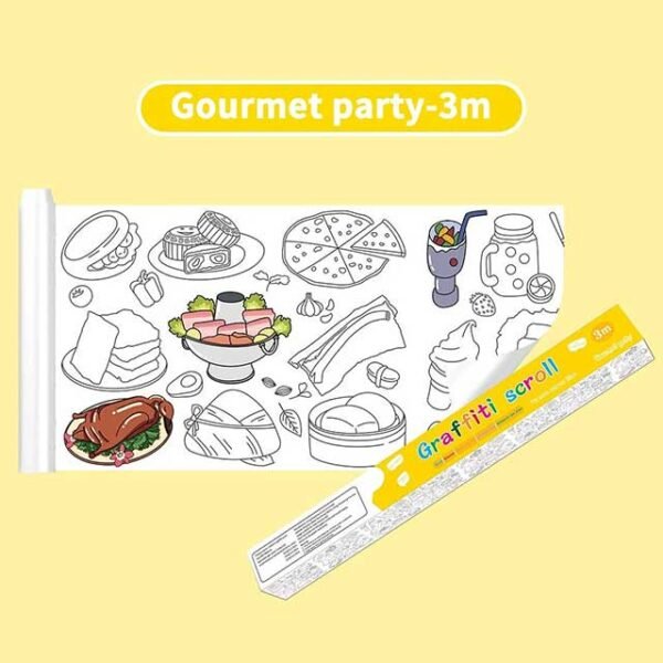 3 Meters Color Drawing Kids Paper Sticker Roll