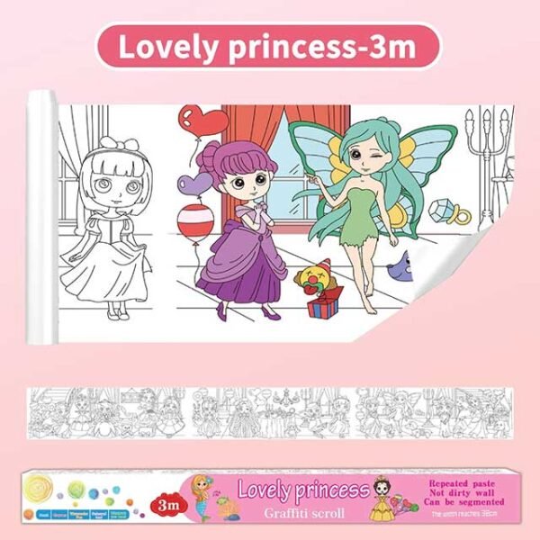 3 Meters Color Drawing Kids Paper Sticker Roll