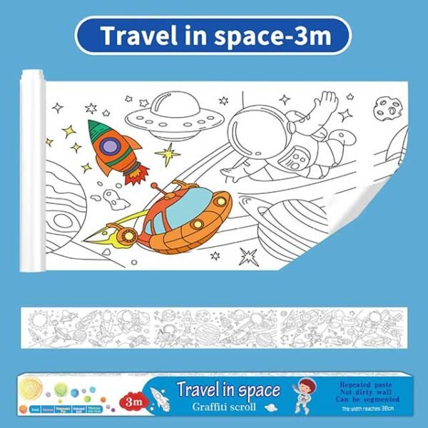 3 Meters Color Drawing Kids Paper Sticker Roll