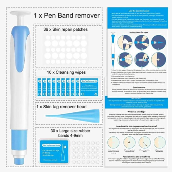 Auto Skin Tags Removal Tool Device with Cleansing Wipes – Safe, Painless Skin Tag Remover Kit