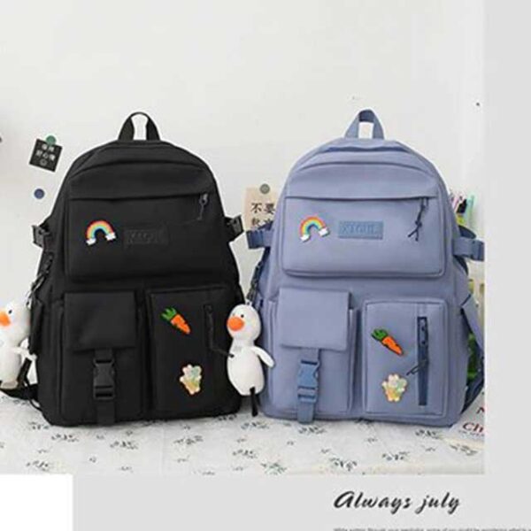 4 Pcs/Set Canvas School Bags Backpack – Durable, Stylish Backpack Set for Kids, Teens & Students