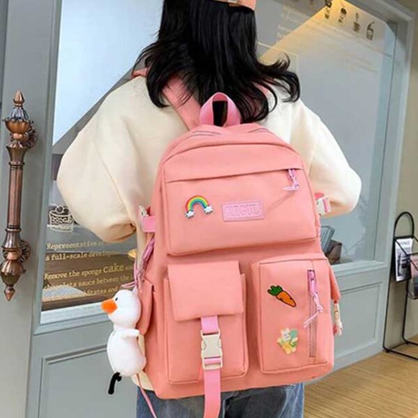 4 Pcs/Set Canvas School Bags Backpack – Durable, Stylish Backpack Set for Kids, Teens & Students