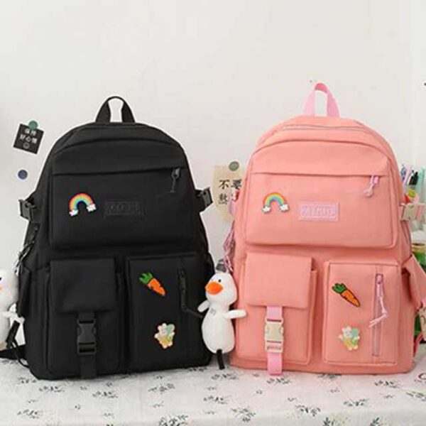 4 Pcs/Set Canvas School Bags Backpack – Durable, Stylish Backpack Set for Kids, Teens & Students