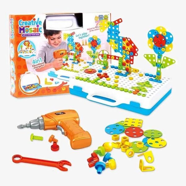 Kids Building Block Games Set with Drill & Screwdriver Tool Set – Educational STEM Toy for Creativity and Learning