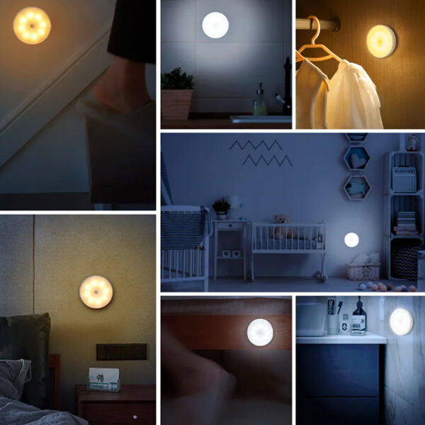 LED Motion Sensor Night Light with 2 Color Modes – USB Rechargeable Indoor Lighting for Home, Bedroom, Hallway