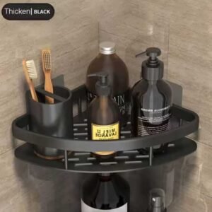 No-Drill Wall Mount Corner Shelf Shower Storage Rack Holder - Easy Install Bathroom Organizer