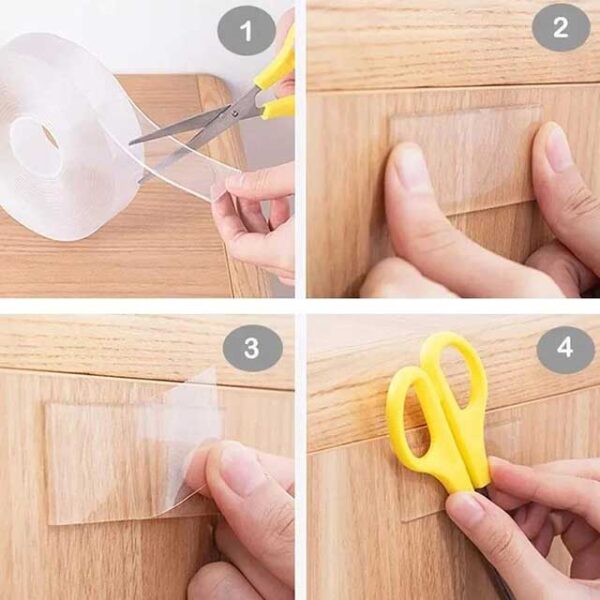 Reusable Double-Sided Transparent Tape – Strong, Washable Adhesive for Home, Office & Crafting