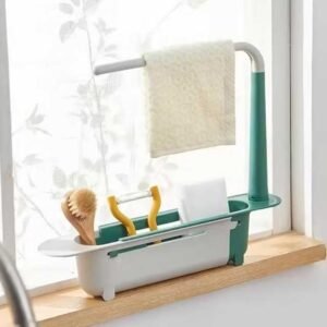 Telescopic Sink Shelf Kitchen Organizer – Adjustable Space-Saving Storage Rack for Countertop