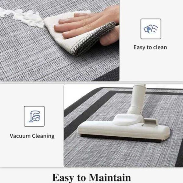 8mm Thickness Anti-Fatigue PVC Gray & Black Waterproof Floor Kitchen Mat Set (120x45cm + 75x45cm) – Comfort & Slip-Resistant Mats for Home & Office