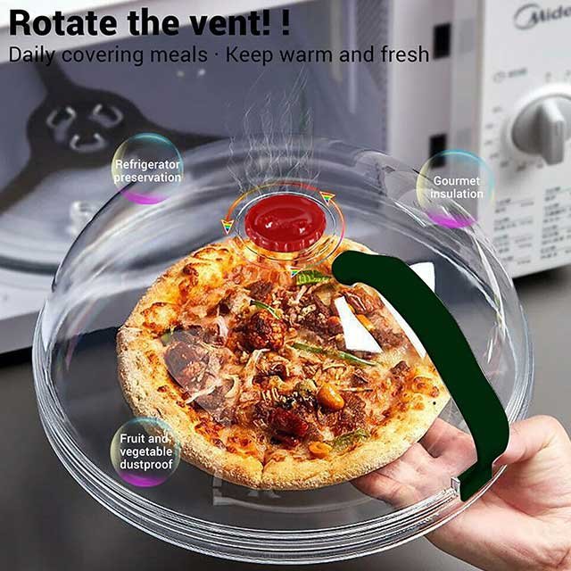 Transparent Microwave Plate Cover Guard Lid with Handle – Food Splash Protection, BPA-Free, Dishwasher Safe