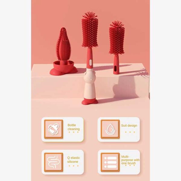 Baby Bottle Brush Multi-Functional Cleaning Brush – Food Grade 3-in-1 Pacifier Cleaner for Bottles and Nipples