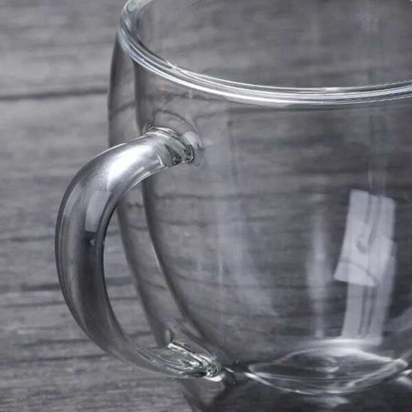 Double Layer Glass Cup with Handle – Insulated Coffee, Tea, and Beverage Mug for Hot & Cold Drinks