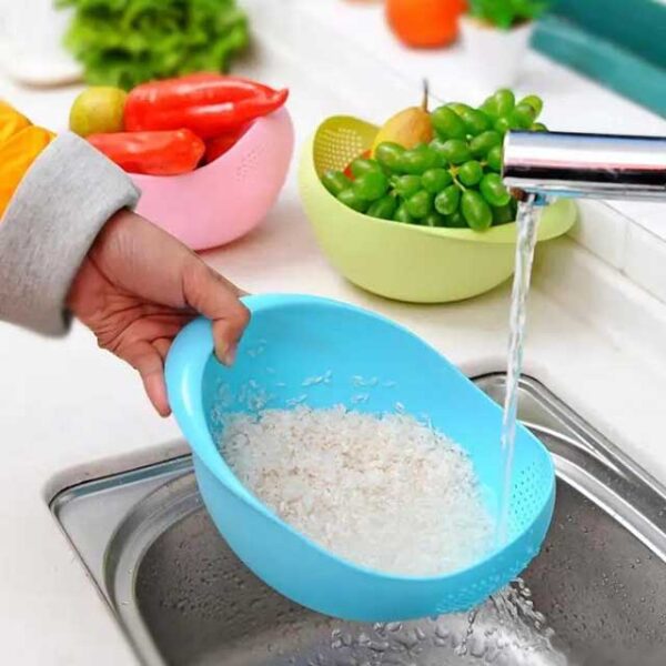 Rice Washing Filter Strainer Basket – Multi-Function Fruit & Vegetable Drainer Bowl for Kitchen Use