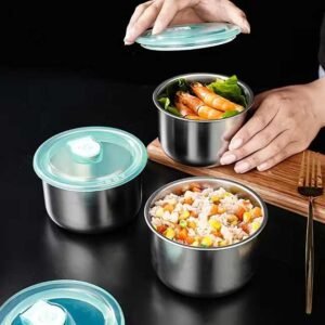 Stainless Steel Preservation Bowl with Lid – Durable, Airtight Food Storage Container for Freshness and Easy Organization