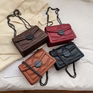 Women's PU Leather Rivet Chain Shoulder Bag – Stylish and Durable Designer Handbag